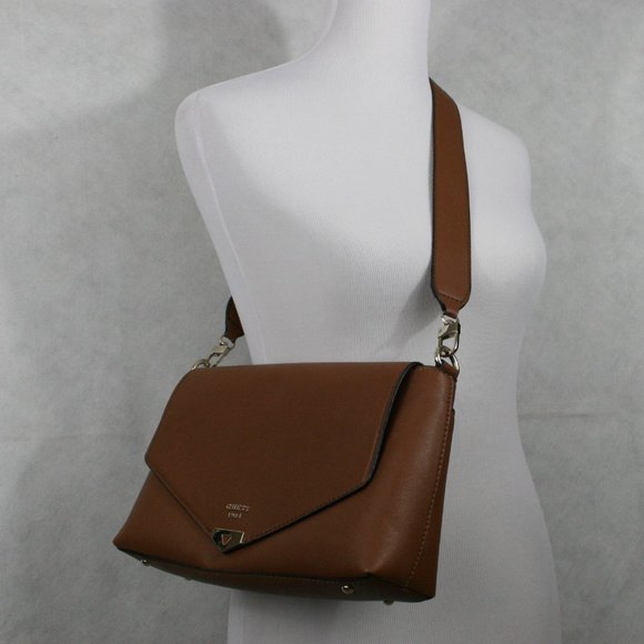 Guess Handbags - Guess Brown Faux Leather Shoulder Bag w/ Removable Wide Shoulder Strap EUC